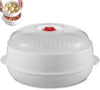 Microwave Oven Steamer, Large Capacity Vegetable Steamers Layered Food Steamer with Transparent Lid And Tray for Cooking Dumplings (#1)