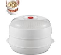 Microwave Oven Steamer, Large Capacity Vegetable Steamers Layered Food Steamer with Transparent Lid And Tray for Cooking Dumplings (#2)