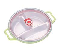 Microwave Plate 1.3 L: Microwave Crockery with Lid and Handles, Round Salad Bowl with 3 Compartments, Lid with Ventilation, Lunch Box Microwave and Dishwasher Safe Fridge (Green)