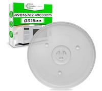Microwave Plate Replacement Ø 31,5 cm with 3 Support Pins with the Original Code 49016762 for Candy - Microwave Glass Plate 315 mm Made of Heat Resistant Tempered Glass Resistant - ONIX TECH