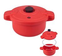 Microwave Pressure Cooker 27.5x14cm Easy Cooking Pot Steamer Rice Cooker Vegetable Steamer Pasta Cooker Compact Kitchen Appliance Red