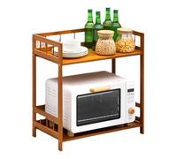 Microwave Rack Kitchen nizer - Wooden Storage Shelf with Guardrails, Rounded Corners, Large Platform for Living Room, 52x30x56cm - Perfect Space-Saving Solution!