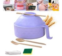 Microwave Ramen Bowl, Microwave Ramen Bowl with Strainer, Portable Raman Noodles Bowl, Microwave Ramen Bowl with Lid, Ramen Noodle Cooker with Lid And Handle for Dorm, Home, Office (Blue)