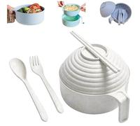 Microwave Ramen Bowl, Ramen Bowl Set with Chopsticks, Spoon and Fork, Microwave Noodle Bowl with Lid, Rapid Portable Ramen Cooker, for Dorm, Home, Office (Beige)