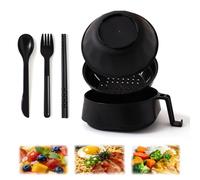 Microwave Ramen Bowl with Lid and Strainer, Ramen Cooker Set with Chopsticks for Ramen, Salad, and Fruits