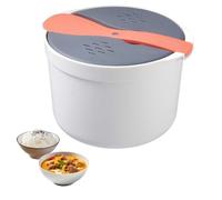 Microwave Rice Cooker 2L BPA Free Plastic Food Grade Microwave Cookware Non Stick Cooker Includes Rice Scoop Lid Strainer And Steaming Pot For Rice Pasta Practical Kitchen Utensils (Orange)