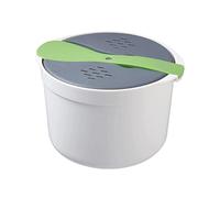 Microwave Rice Cooker, 2L Microwave Steamer Set with Rice Scoop, Lid, Strainer and Steaming Pot, Dishwasher Safe, Food Grade Microwave Rice Cooker Set for Vegetables Meats Home Office Use(Green)
