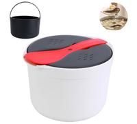 Microwave Rice Cooker, 2L Microwave Steamer Set with Rice Scoop, Lid, Strainer and Steaming Pot, Rice Steamer High Temperature Resistant Steam Pot for Home Office Use (red)