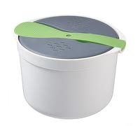 Microwave Rice Cooker, 2L Microwave Steamer with Strainer, Rice Scoop, Lid High Temperature Resistant Steam Pot for Home Office Use(Green)