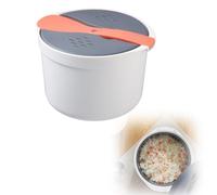 Microwave Rice Cooker 2L Plastic Food Grade Microwave Cookware Non Stick Rice and Pasta Cooker Includes Rice Scoop Lid Strainer and Steaming Pot for Vegetable Dishwasher (Orange)