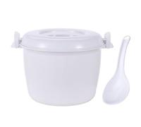 Microwave Rice Cooker Household Microwave Oven Rice Cooker Vessel Heating, Portable High Temperature Lunch Box Steamer Container(White M)