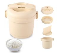 Microwave Rice Cooker, Microwave Steamer 585ml Rice Steamer and Pasta Cooker Small Steamed Rice Box for Steaming, Microwave Saucepan with Steamer, Filter, Tray, Rice Spoon, BPA-Free