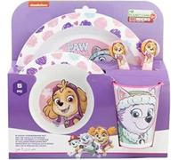 Microwave Safe 5pcs Character Animation 2023 Cartoon Dinner Tableware Set Plate, Bowl, Cup, Fork, Spoon BPA Free re-usable Plastic (Paw Patrol Girl Skye)