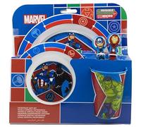 Microwave Safe 5pcs Character Animation 2023 Cartoon Dinner Tableware Set Plate, Bowl, Cup, Fork, Spoon BPA Free re-usable Plastic (Avengers Army)