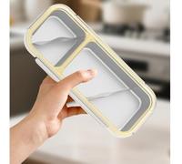Microwave Safe Lunch Box 27cm for Office Work Reheat(B) | Separate compartments prevent mixing, keeps flavors fresh, PP lid, metal body, school friendly