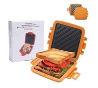 Microwave Sandwich Maker, Heat-Resistant Silicone Shell, Advanced HeatWave Technology, Non-Stick Coating, Easy to Clean, Makes Toast, Sandwiches, Paninis and Burgers, Orange
