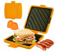 Microwave Sandwich Maker, No Electricity Egg McMuffin Maker, Mini Panini Toaster, Dishwasher Safe, Wireless, Time Saving for Home, Apartment, Dorm, Travel
