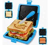 Microwave Sandwich Maker, Toastie Maker with Smiling Face, Panini Maker for Quick Cooking Breakfast, Grilled Cheese, Panini Presses for Home, Travel, Office, Dorm, Easy to Clean and Store (Blue)