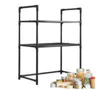 Microwave Shelf for Kitchen, Microwave Oven Shelf Holder with Hooks | Widened Tray Spice Rack Double Level Support Machine - Home, Pantry, Motorhome, Everyday Use