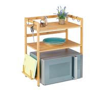 Microwave Shelf Rack Stand Kitchen Storage Freestanding Holder Bamboo 67x61x35cm