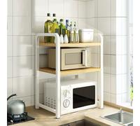 Microwave Shelf - Sturdy Desk Printer Stand & Kitchen Orga, High Load Capacity with Enhanced Safety Rail, Ideal for Home Office & Workspace