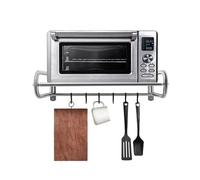 Microwave Shelf, Sturdy Over-the-Microwave Storage Rack with 6 Hooks, Kitchen Shelves for Kitchen, Countertop, Cabinets, Easy Install, Holds Spices, Utensils