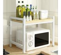 Microwave Shelf Unit - Desktop Printer Rack, Kitchen Counter nizer, Heavy-Duty Stand with High Load Capacity & Tall Guardrails, Ideal for Home Office & Study Room.