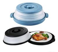 Microwave Splatter Cover & Anti-Scald Mat Set, 2 Pack Collapsible Splatter Guard with Tray,12" Large Collapsible Food Cover with Vented Lid, BPA-Free Splatter Guard for Plate, Pot & Meal Prep