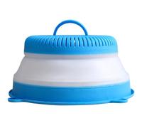 Microwave Splatter Cover Collapsible Microwave Food Cover 10.6'' Vented Microwave Plate Cover Round Microwave Splatter Guard with Handle for Food Blue