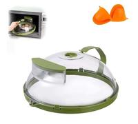 Microwave Splatter Cover with Smart Steam Control, Clear Splatter Guard Microwave Lid, Microwave Cover with Water Steamer, Steam Microwave Splatter Guard with Handle Plate Covers(StyleB)