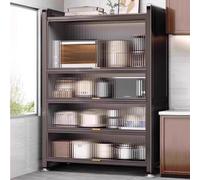 Microwave Stand with 4 Acrylic Doors HeavyDuty Bar Cabinet for Microwave Ovens Coffee Makers and Bread Machines 1100lb Capacity Stylish Kitchen Storage Solution