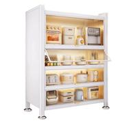 Microwave Stand with 4 Acrylic Flip Doors HeavyDuty Kitchen Bar Cabinet for Microwave Ovens Bread Makers Coffee Machines 1100lb Capacity SpaceSaving Storage Solution