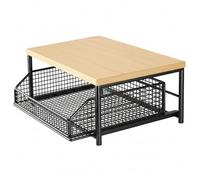 Microwave Stand with Drawer, Heavy-Duty Microwave Shelf Countertop, Kitchen Countertop Storage with Wood Top & Metal Frame