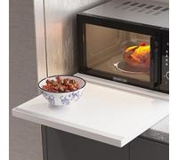 Microwave Stand with Soft Close Sliding Drawers Adjustable Carbon Steel Shelf Full Extension Kitchen Space Saving Storage Solution (White 1pc)