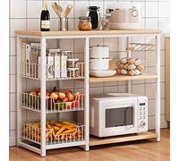 Microwave Stand with Storage Shelf - 100cm Kitchen Nizer Rack Wooden Table & Metal Design rfect Baker's Rack for Kitchen Island nization