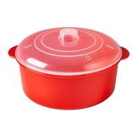 Microwave Steamer 2.75L Red Microwave Steam Cooker with Lid - BPA Free, Dishwasher Safe, Quick Healthy Steam Cooking - 23 x 23 x 18 cm - Made in UK