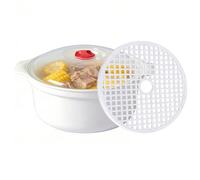 Microwave Steamer Bowl - Food Grade PP Cooking Container, Multi Functional Heat Resistant Kitchen Gadget | 25x11.5cm Lightweight 220g 420g Design Even Heating System For Vegetables Spaghetti Healthy M