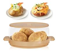 Microwave Steamer,Microwave Potato Cooker,Baked Potatoes,Microwave Steamer for Vegetables,Cooks Tender & Fluffy Spuds in Minutes,Dishwasher-Safe,Clear Snack Maker for Potatoes/Meat/Bacon and More