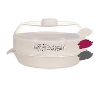 Microwave Steamer Quick Steam Cooking - Healthy and Easy Cooking - Suitable for Vegetables, Fish and Meat - Airtight Lid - White Color.