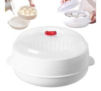 Microwave SteamerMicrowave Steamer 7.9'' Round Microwave Vegetable Steamer Food Grade Plastic Microwave Steamer for Cooking with Lid and Tray Microwavable Steamer for Food Kitchen Office