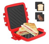 Microwave Toastie Maker,Clever Nonstick Sandwich Toaster,7×6in Quick Cooking and Easy Cleaning for Cooking Fried Eggs,Crispy Sandwiches & Bread,Silicone Microwaveable Cookware(Red)