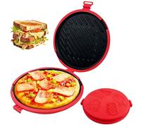 Microwave Toastie Maker & Grill Pan - 9.4'' Large Round Panini Press for Pizza, Sandwiches Heatwave Tech for Extra Crispy, No Soggy Results Fast, Dishwasher Safe & Non-Stick Compact Design