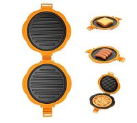 Microwave Toastie Maker & Grill Pan, 9.8'' Large Round Panini Press for Pizza, Clever Nonstick Sandwich Toaster, Quick Cooking and Easy Cleaning, Silicone Microwaveable & Oven Safe Cookware(Orange)