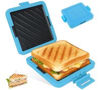 Microwave Toastie Maker, Heatwave Technology Micro Sandwich Toaster Nonstick Plates, Dishwasher Safe Wireless Silicone Microwaveable Cookware for Cooking Delicious Crispy Sandwiches Toasties (Blue)