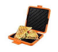 Microwave Toastie Maker, Microwave Toastie Sandwich Maker and Grill Wireless Silicone Microwaveable Cookware,Thick Metal Non-Stick Plates Compact & Dishwasher Safe (Orange)