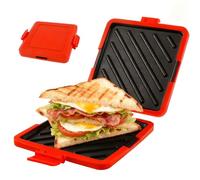 Microwave Toastie Maker Microwave Toastie Sandwich Maker and Grill Wireless Silicone Microwaveable Cookware Extra Crispy Toasties & Panini Maker - No Soggy Results - Compact & Dishwasher Safe (Red)