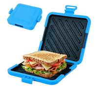Microwave Toastie Maker, Non-Stick Removable Grill Pan Cheese Toastie Maker, Extra Crispy Microwavable Toasties Maker, Dishwasher Safe, Compact & Easy Cooking Microwave Sandwich Toaster (Blue)