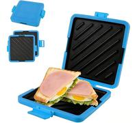 Microwave Toastie Maker Sandwich Maker and Grill Wireless Silicone Microwaveable Cookware (Blue-Checkered pattern