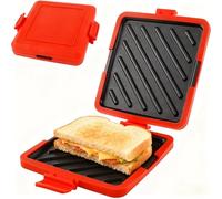 Microwave Toastie Maker Sandwich Maker and Grill Wireless Silicone Microwaveable Cookware (Red-Checkered pattern