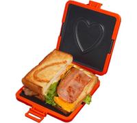 Microwave Toastie Maker Sandwich Maker and Grill Wireless Silicone Microwaveable Cookware (Red-Heart